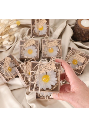 Papatya Mum - Kına, Nişan, Nikah, Söz, Doğum Günü Ve Sünnet Için Özel Tasarım Hediyelik 15 Adet