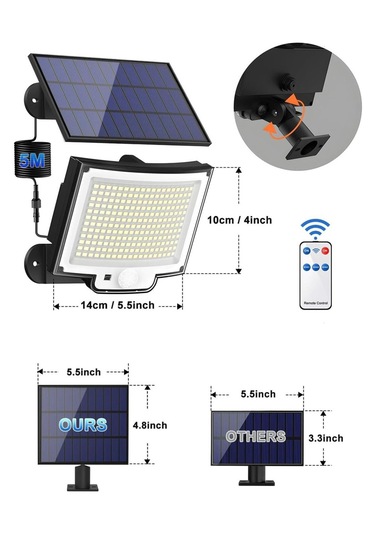 Greentech Güneş Enerjili, Hareket Sensörlü, 228 Boncuk Led Aydınlatma / Gt-sl33 228 Boncuk Led