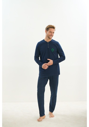 Erkek Uzun Kol Lacivert Pijama Takım C3t1n5o9 001