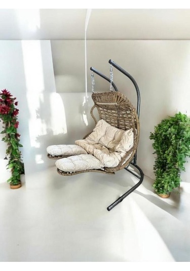Holiday Bahçe Ve Balkon Salıncağı Çift Kişilik Kapiçino Krem