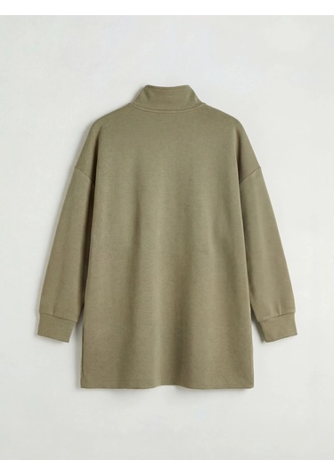 Lc Waikiki Haki Dik Yaka Soft Touch Kadın Sweatshirt Tunik