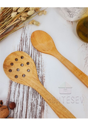 Ahşap Tahta Mutfak Kaşık Seti 2 Parça Kayın Şimşir Ağacı 2-5