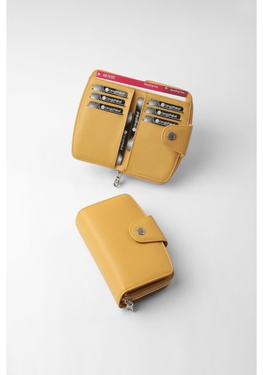 Cengiz Pakel Orta Boy Çıt Çıt Detaylı Kadın Cüzdan/portföy - 65300 -hardal 65300-hardal