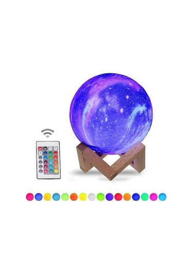 Moly 3d Baskılı Led Ay Işığı, Uzaktan Kumanda, 16 Renk, Ahşap Tutucu, Usb Şarjlı, Gökkuşağı Modeli Diğer