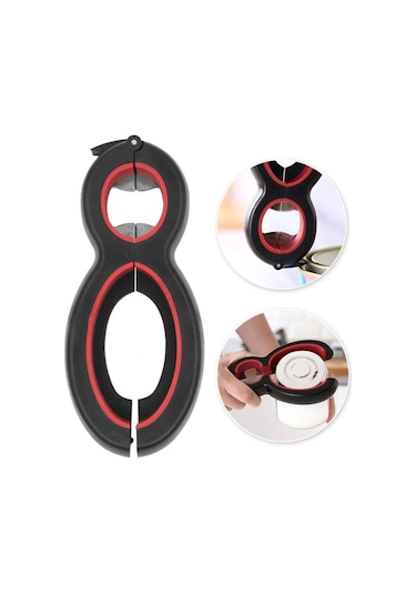 6 Arada 1 Basit Teneke Kutu Açıcı Çok Fonksiyonlu Plastik Şişe Açıcı Kırmızı Kırmızı , Boyut:6'sı 1 Siyah Kırmızı Beyaz