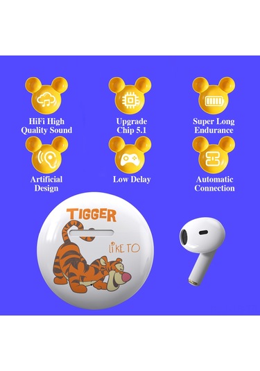 Jeemson Disney Lk02 Kulak İçi Bluetooth 5.1 Kulaklıkları - Hıfı Ses Kalitesi, Spor İçin, Type-c Şarj Kutusu, Pembe Mickey