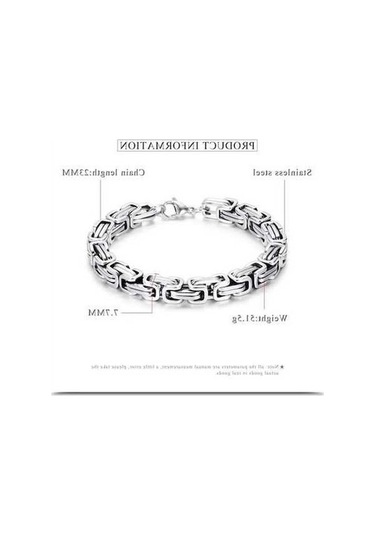 Fastbuy Siyah Hnsp 8mm Paslanmaz Çelik Erkek El Zinciri - Bilezik Motosiklet Bisiklet Kaya Takı Siyah