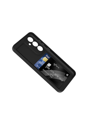 Kılıfist Galaxy Uyumlu S24 Fe Kılıf Kamera Korumalı Kartlık Hazneli Klfs Vitra Kapak - Siyah Siyah