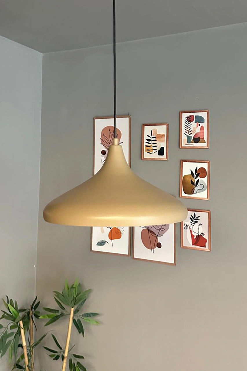 Champion Bej Tekli Avize Kafe Iç Mekan Salon Oturma Odası Mutfak Yatak Odası Sarkıt Modeli Bej