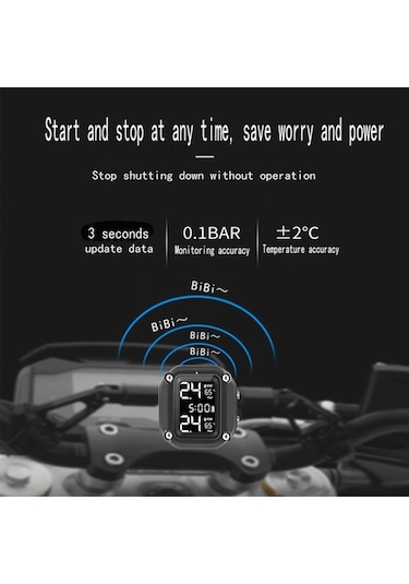 Sandwich Kablosuz Lastik Basıncı İzleme Sistemi 2 Harici Sensörlü Motosiklet İçin Usb Şarj Tpms Dijital Lcd Ekran İki Tekerlek