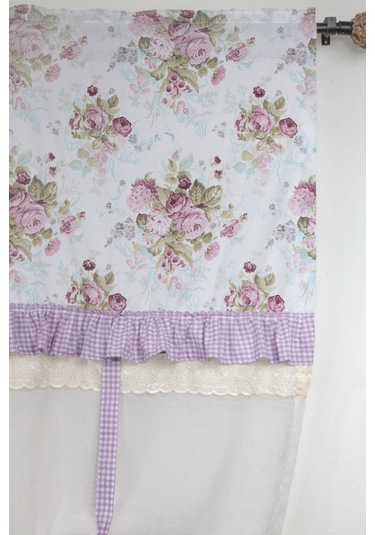 Potlu Tül Perde Provence Fırfırlı Rose Lila