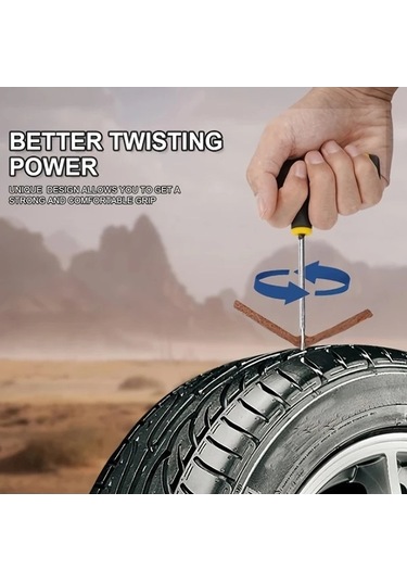 Fastbuy Turcoshop11 Araç Ve Motosiklet İçin Komple Lastik Tamir Seti - Sarı Set 23 Delik Onarım Yedek Takımı