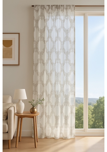 Laura Brode Tül Perde Gümüş 300x280 Gümüş-Beyaz