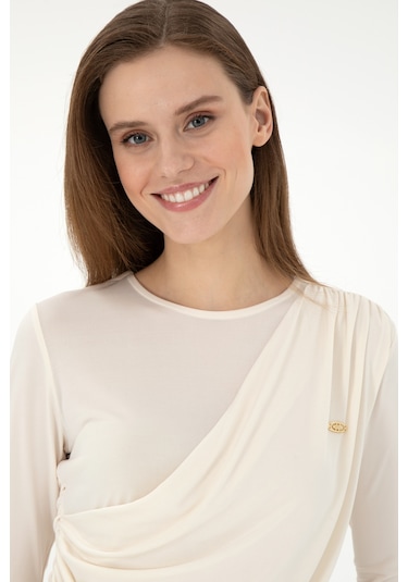 U.S. Polo Assn. Kadın Krem Bisiklet Yaka Sweatshırt 50291561-VR071