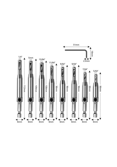 Yaozixia 16 Parça Kendinden Merkezleme Matkap Ucu Seti 1 Altıgen Anahtar İle Ahşap İşleme Pencere Kapı Menteşeleri İçin 16 Parça Yedek Matkap Uçları
