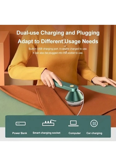 Besthome1 Şarj Edilebilir Yeşil Yün Tüy Toplama Makinesi Ev Ve Çamaşır Bakımı İçin Portatif Yumuşak Kumaş Yeşil