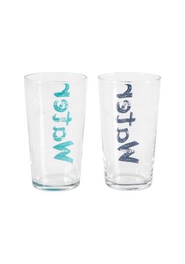 Mudo Home Water Bardak 570 Ml 2'li Set -mavi&turkuaz Şeffaf