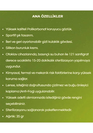 Genel Koruyucu Gözlük Ayarlanabilir Kulak Ayarlı Uv Korumalı Şeffaf İş Güvenlik Gözlüğü