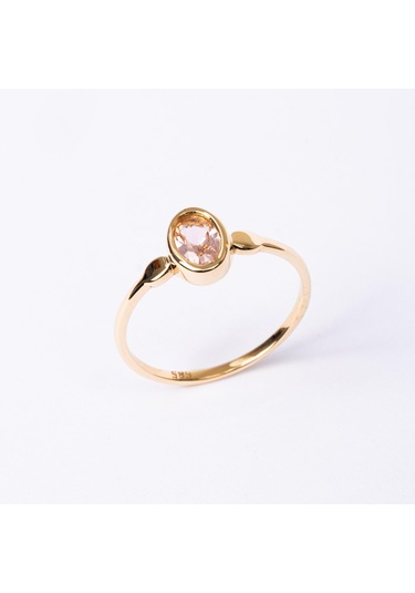 Gümüş Yüzük - 0.90 Karat Morganit Taşlı Tektaş 925 Ayar Gümüş Evlilik Teklifi Yüzüğü Sarı