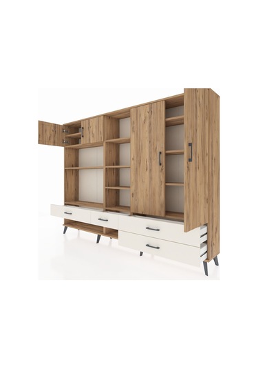 Arges Dolap 12 Raflı 4 Çekmeceli 4 Kapaklı 220x30x163 Çam-çam/ayt Çam-çam/aytaşı
