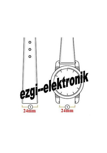 Bizon Siyah Gerçek Deri Saat Kordonu 24mm Spor Delikli Saat Kayış