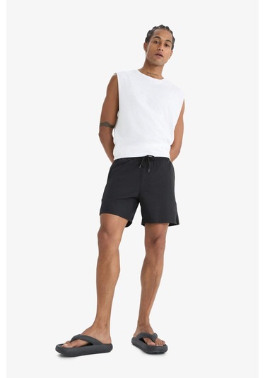 DeFactoFit Sporcu Baskılı Esnek Dokulu Kısa Boy Deniz Şortu B5952AX25HSBK81