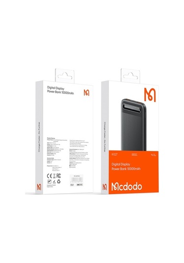 Tongxida Mcdodo Mc-4420 10.000mah Küçük Güç Bankası Dijital Ekranlı Harici Şarj Cihazı Siyah Siyah