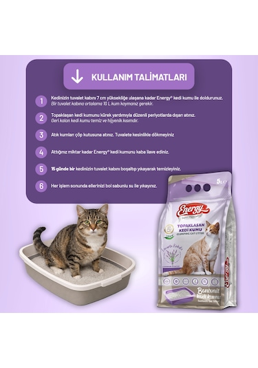 Kedi Kumu Lavanta Kokulu 5 Lt - 2 Adet