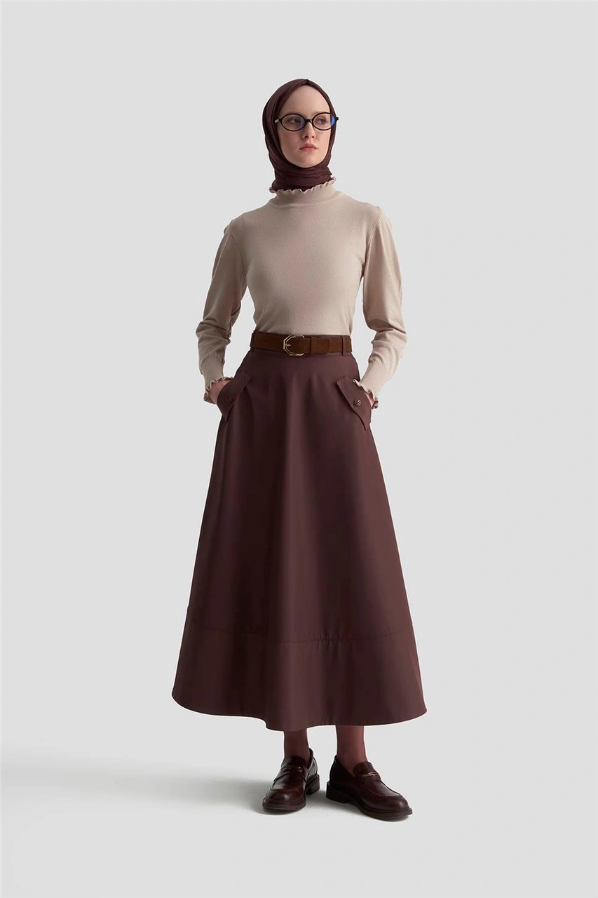 Armine Fırfır Detaylı Kazak 25kd7007 Taş Ekru