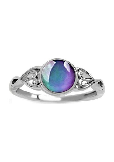 Fastbuy Sweet Wind Sensitive Temperature Color Changing Stone Wedding Ring Size 8 Silver Çok Renkli. Çok Renkli
