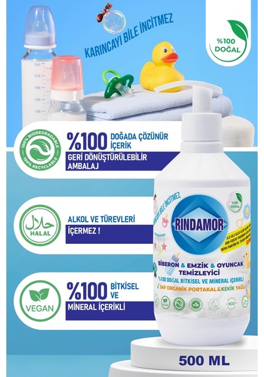 % 100 Doğal Bitkisel Biberon Emzik Ve Oyuncak Temizleyici- Organik Portakal&kekik Yağlı