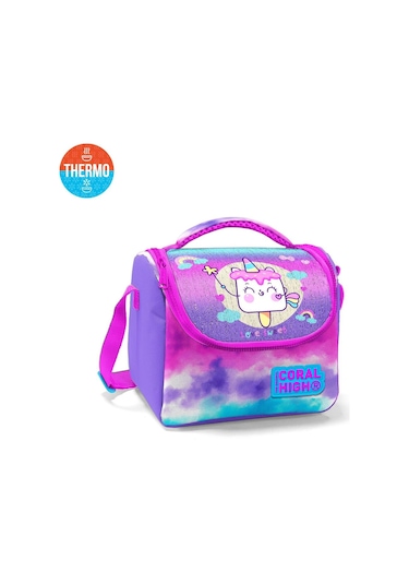 Coral High Kids Renkli Batik Unicorn Dondurma Desenli Thermo Beslenme Çantası 11862