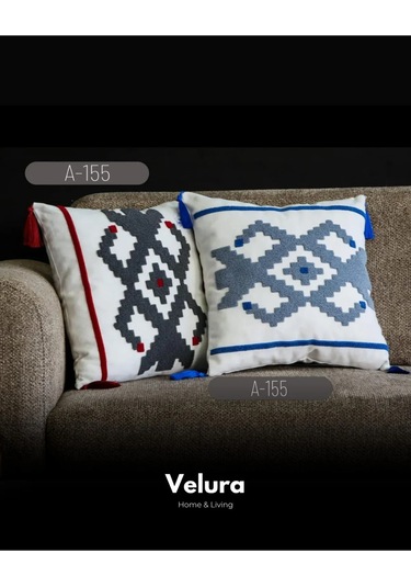 Dekoratif Kırlent & Pinterest Kırlent & Keten Kumaş - Nakış İşleme & A155 Turuncu - Beyaz