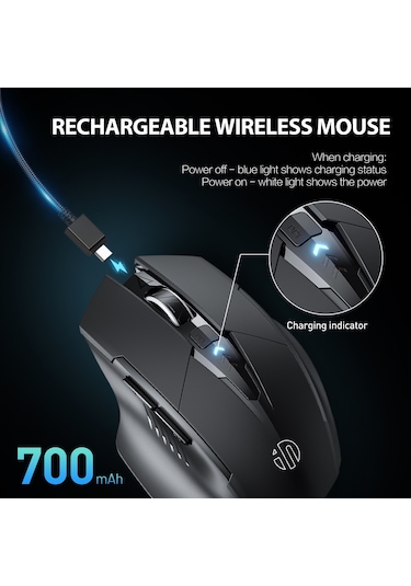 Inphic M6P Kablosuz Ergonomik 2.4G Sessiz Pil Göstergeli Mouse