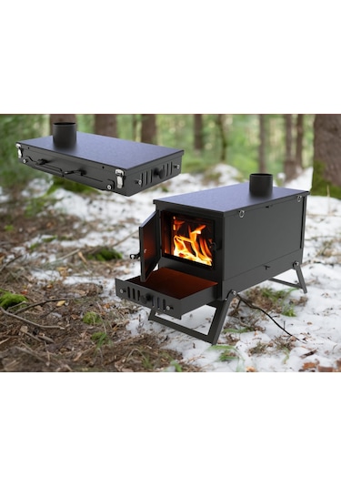 Katlanır Portatif Kamp,çadır,piknik Sobası. 2mm Çelikten Soba