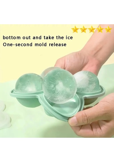 1 Adet Büyük Silikon Buz Küpü Tepsileri - Kolay Serbest Bırakma, Yeşil