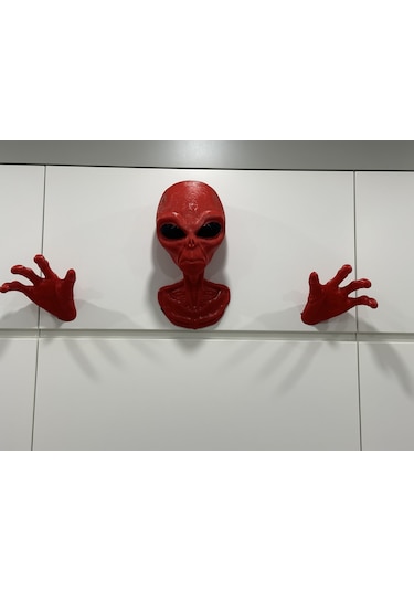 Alien Uzaylı Duvar Dekorasyonu Veya Kulaklık Standı Kırmızı
