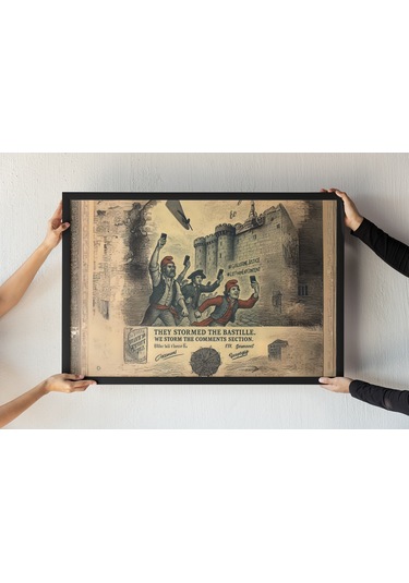 Bastille Baskını Çerçeveli Tablo Fransız Devrimi Aktivizm Dekoru Tarih Sever Hediyesi 30x42 Cm