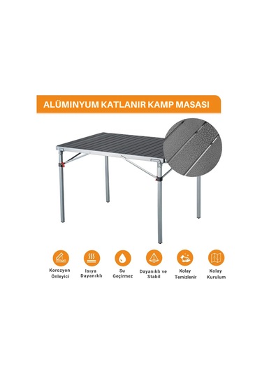 Kingcamp Granite Alüminyum Katlanır Kamp Masası Silver Blk Siyah