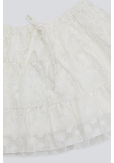 (KIDS GIRL) DOKULU DANTEL KISA ETEK Krem