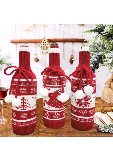 Ruicoo Noel Dekorasyonu Açık Renkli Akrilik Triko Şarap Flasörü - Ev & Restoran Partileri İçin Dayanıklı Dekoratif Kılıf