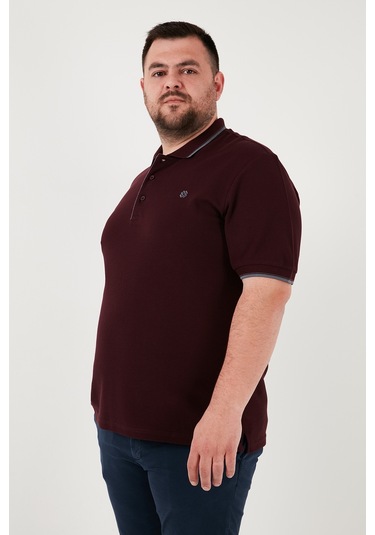 Buratti Büyük Beden Pamuklu Regular Fit Erkek Polo Yaka T Shirt 5902118B Vişne