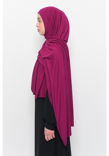 Hazır Pratik Geçmeli Lüks Düz Penye Şal Çapraz Hizalı Koyu Fuşya
