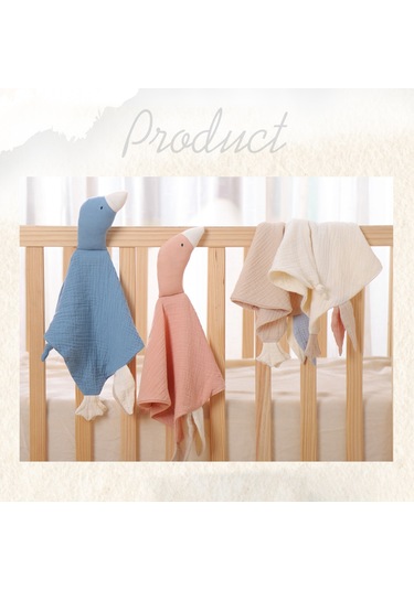 Ximistore9 Bebek Uyku Dostu Kumaş Peluşu - Tam Pamuklu İki Katlı Bezi - Kartun Kaz Desenli Sakinleştirici Havlu - Pembe