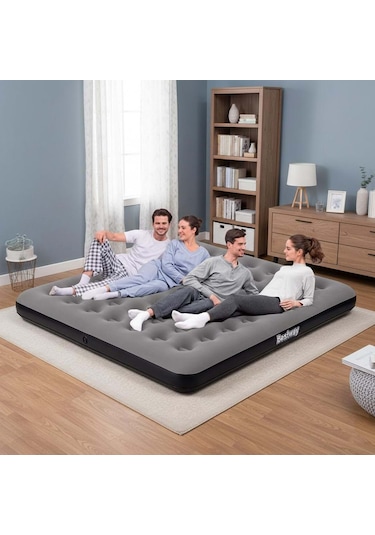 Bestway Ultra King 3 Kişilik Şişme Yatak 203x183x22cm 671hc Gri