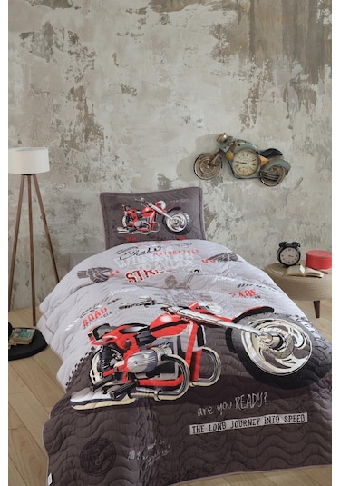 Clasy Ranforce Yatak Örtüsü Tek Kişilik Street King V1 Gri