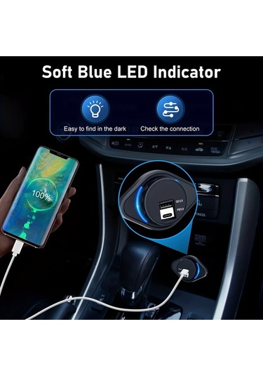 Honeybeeshop Clelo 12v Usb C Soket Çift Pd3.0 Qc3.0 24w 24v Araba Usb Portu Tip C 1 Takım