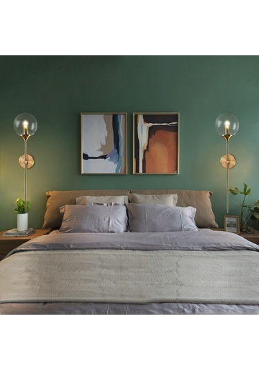 Modern Minimalist Cam Duvar Lambası Oturma Odası İskandinav Yaratıcı Yatak Odası Başucu Lambası Ayna Önü Koridor Arka Duvar Lambası Ampulsüz Tip A Kehribar. Kehribar