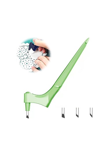 Teltree 360 Derece Dönen El Tipi Kesim Oymak Bıçağı Seti - Çelik Uç, 15 /30 /45 Bıçak Uçları Ve Oymak Tahtası İçeren Sağlam Karton Kesici Yeşil