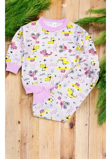 Dino Kız Çocuk Pijama Takım Pembe